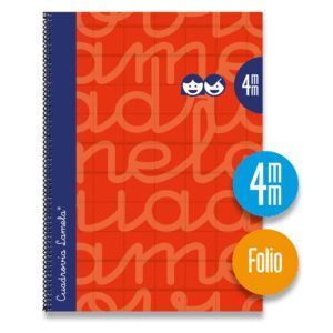 BLOC PAUTAGUIA FOLIO 4MM 80H TAPA DURA ROJA LAMELA ESPIRAL