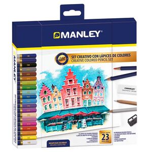 SET MANLEY LÁPICES DE COLORES 23 PIEZAS