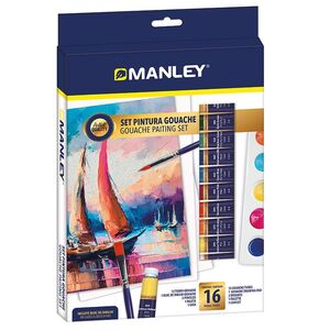 SET MANLEY GOUACHE TEMPERA 16 PIEZAS 