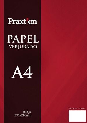 PAPEL A4 100GR VERJURADO CREMA PAQUETE DE 250 HOJAS PRAXTON