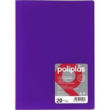 CARPETA A4 PP 20 FUNDAS LILA POLIPLAS