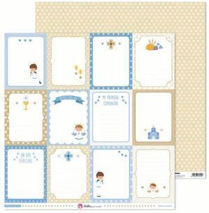 PAPEL SCRAP TARJETAS COMUNION NIÑO ANISTA