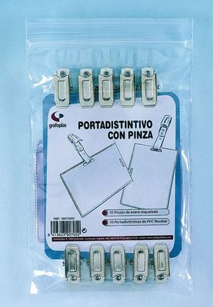 PACK 10 PORTADISTINTIVOS + 10 PINZAS 55X95MM