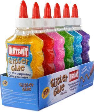 COLA INSTANT GLITTER GLUE 180 ML 6 COLORES
