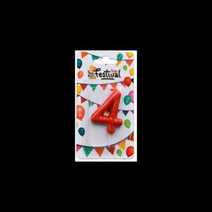 VELA NUMERO 4 ROJO