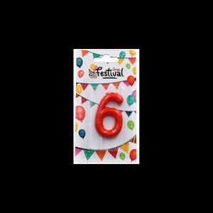 VELA NUMERO 6 ROJO