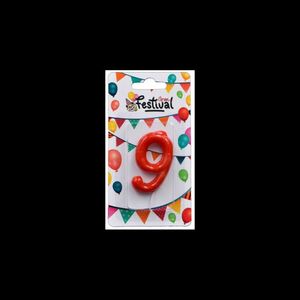 VELA NUMERO 9 ROJO