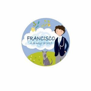 ETIQUETA ADHESIVA PERSONALIZABLE COMUNION NIÑO 96 UNIDADES
