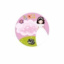 ETIQUETA ADHESIVA PERSONALIZABLE COMUNION NIÑA 96 UNIDADES