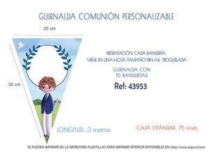 GUIRNALDA COMUNION NIÑO PERSONALIZABLE 15 BANDERITAS