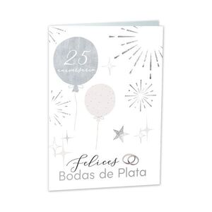 POSTAL BODAS DE PLATA GLOBOS