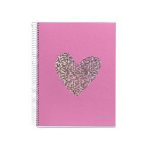 BLOC ESPIRAL A5 120H 70GR CUADRO 5MM CORAZON LENTEJUELAS AGATHA