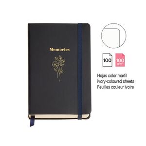 CUADERNO 9X14 BRITISH BLOOM NEGRO CON GOMA MIQUELRIUS
