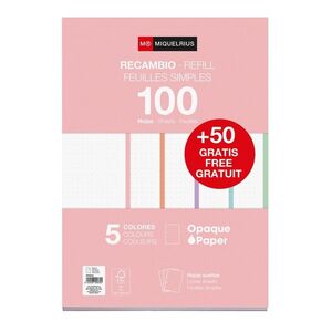 RECAMBIO MIQUELRIUS A4 DOTS 5 COLORES PASTEL 100+50H
