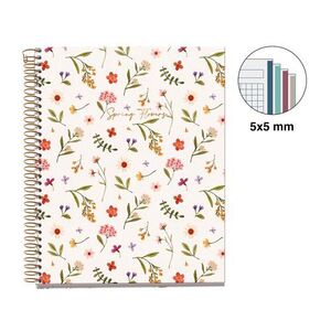 CUADERNO A5 5X5 SPRING FLOWERS CREMA MIQUELRIUS 