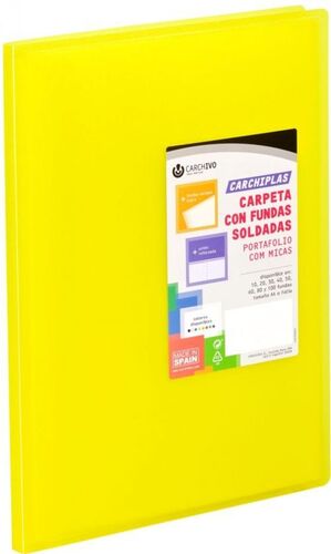 CARPETA A4 PP 20 FUNDAS AMARILLO CARCHIPLAS