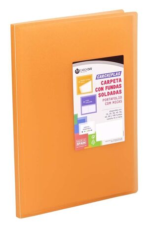 CARPETA A4 PP 20 FUNDAS NARANJA CARCHIPLAS