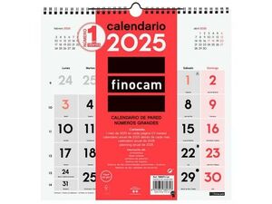 CALENDARIO DE PARED 2025 NUMEROS GRANDES 30X30 FINOCAM