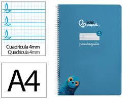 BLOC PAUTAGUIA A4 4MM TAPA BLANDA LIDERPAPEL ESPIRAL AZUL