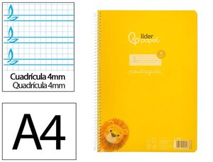 BLOC PAUTAGUIA A4 4MM TAPA PP LIDERPAPEL ESPIRAL AMARILLO