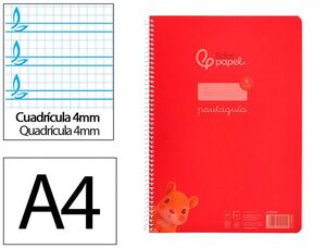 BLOC PAUTAGUIA A4 4MM TAPA PP LIDERPAPEL ESPIRAL ROJO