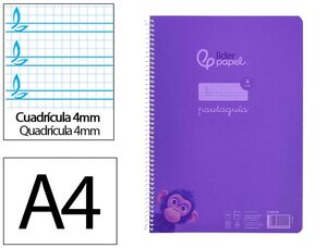 BLOC PAUTAGUIA A4 4MM TAPA PP LIDERPAPEL ESPIRAL VIOLETA