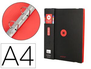 CARPETA A4 4 ANILLAS 35MM ANTARTIK FOAM BICLOR NEGRO ROJO