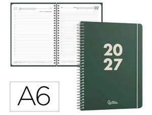 AGENDA 2027 LIDERPAPEL A6 ESPIRAL BASIC DIA PAGINA VERDE