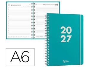AGENDA 2027 LIDERPAPEL A6 ESPIRAL BASIC DIA PAGINA TURQUESA