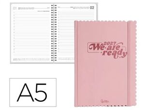 AGENDA 2027 LIDERPAPEL A5 ENCUADERNADA CLOUDY DIA PAGINA ROSA CLARO