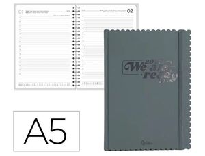 AGENDA 2027 LIDERPAPEL A5 ENCUADERNADA CLOUDY DIA PAGINA GRIS OSCURO