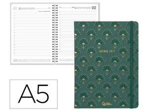 AGENDA 2027 LIDERPAPEL A5 ENCUADERNADA BOHO DIA PAGINA VERDE