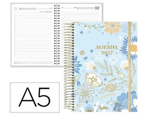 AGENDA 2027 LIDERPAPEL A5 ESPIRAL FANTASY DIA PAGINA CELESTE