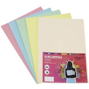 SUBCARPETA FOLIO 180GR 5 COLORES PASTEL 50 UNIDADES
