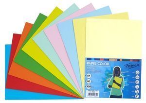 PAPEL A4 80GR 100 HOJAS COLORES PASTEL + FUERTE SURTIDOS 10 COLORES