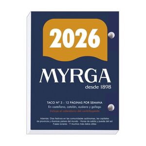 TACO CALENDARIO MYRGA RECICLADO Nº 3