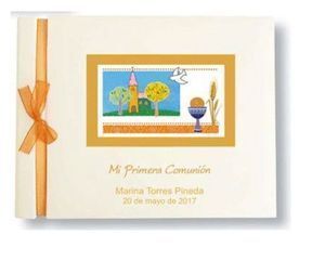 LIBRO APAISADO LAZO COMUNION DORADO 21558