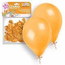 GLOBO METALIZADO ORO 23CM 12 UNIDADES 