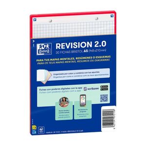 FLASHCARD 2.0 A5 30 FICHAS CUADROS 5X5 ROJO OXFORD