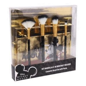 SET DE 4 BROCHAS DE MAQUILLAJE Y NECESER MICKEY MOUSE