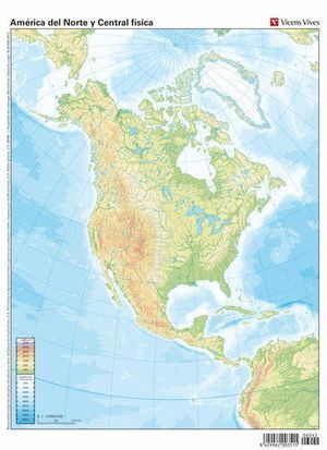 MAPA MUDO AMERICA NORTE(CENTRO)FISICO COLOR       VIC