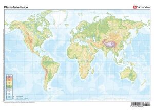 MAPA MUDO PLANISFERIO FISICO CON ACTIVIDADES VICENS VIVES