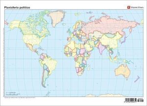 MAPA MUDO PLANISFERIO POLITICO CON ACTIVIDADES VICENS VIVES