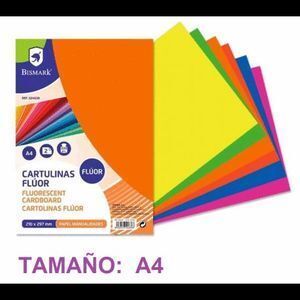 PACK 2 CARTULINAS A4 220GR FLUOR VERDE/ROSA