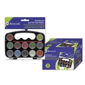 SET BISMARK ACUARELAS CON PURPURINA 12 COLORES + PINCEL