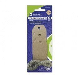 ETIQUETAS COLGANTES BISMARK 35X60MM KRAFT PACK 12 UNIDADES + 2M DE CUERDA