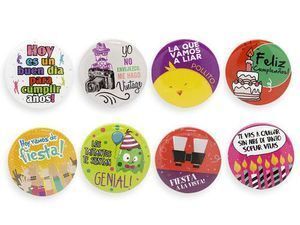 CHAPAS CUMPLEAÑOS 5 CM SET 12 UDS