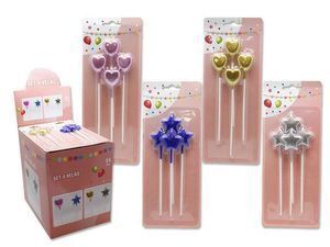 VELAS LARGAS METALIZADAS HEARTS&STARS SET 4 UNIDADES