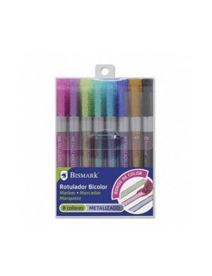 ROTULADOR BICOLOR METALIZADO + NEON - PASTEL 8 UNIDADES BISMARK
