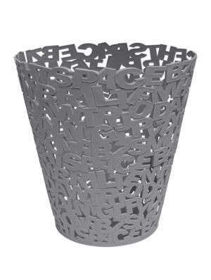 PAPELERA PLASTICO GRIS LETTERS